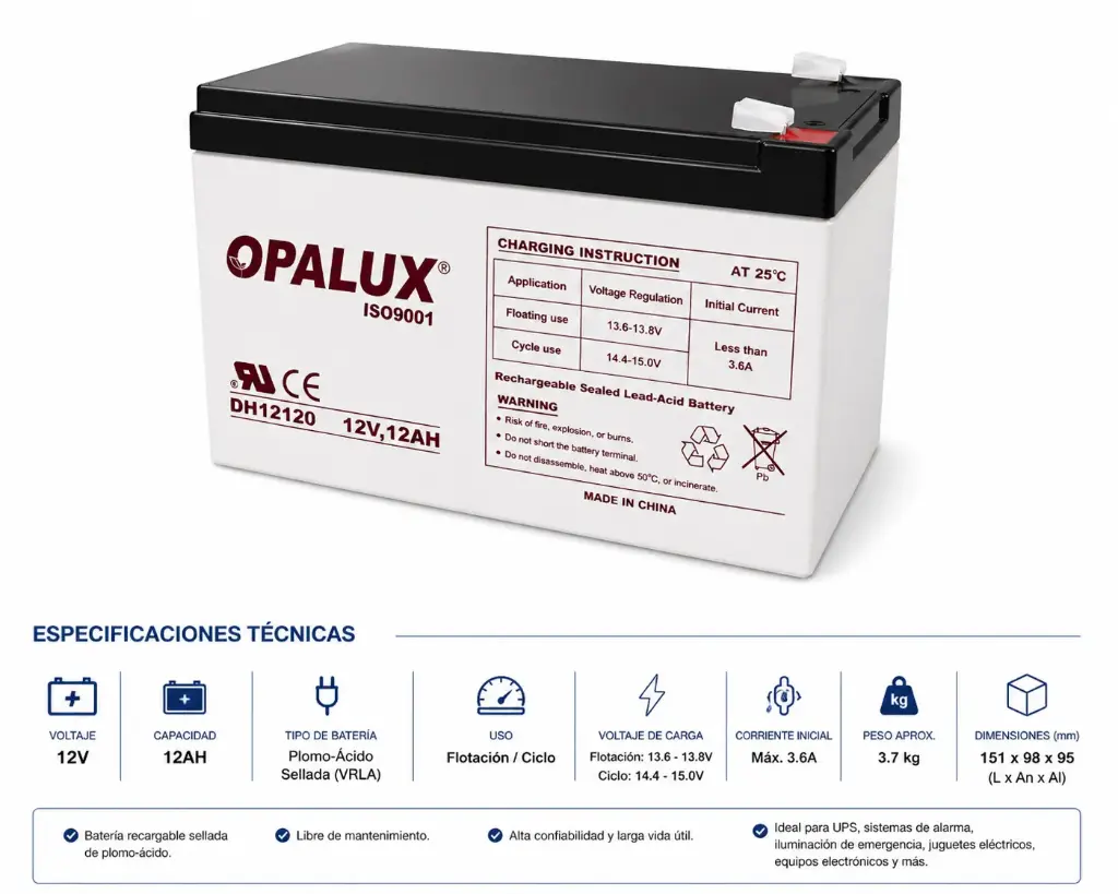 BATERÍA DE PLOMO 12V 12AH 