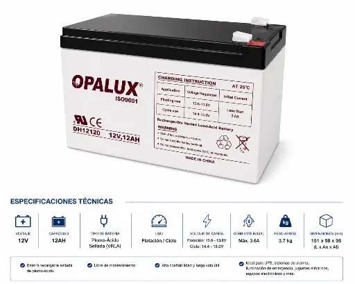 [6-DZF-12] BATERÍA DE PLOMO 12V 12AH 